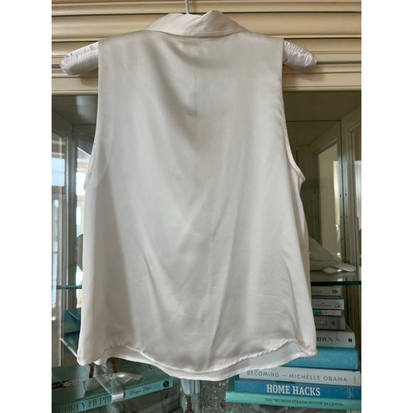 NWT Women's L'AGENCE Blouse M Ivory Silk Sleeveless Cowl Neck Top - Picture 6 of 7